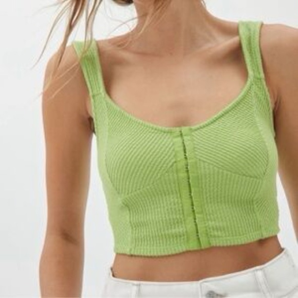 Urban Outfitters Lime Green Estella Textured Knit Crop Top Size S